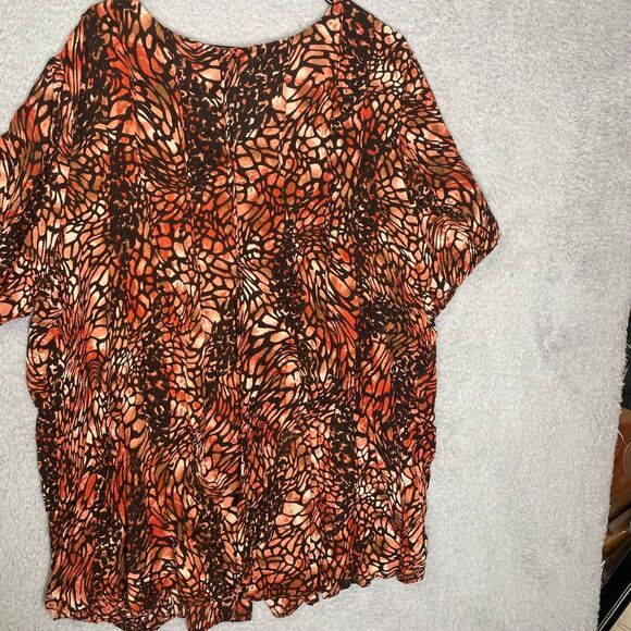 Roamans womens short sleeve button down blouse career artsy career crinkle 28W - Picture 2 of 9